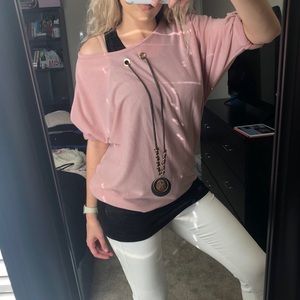 NWOT Blush Two in One Shirt with Necklace